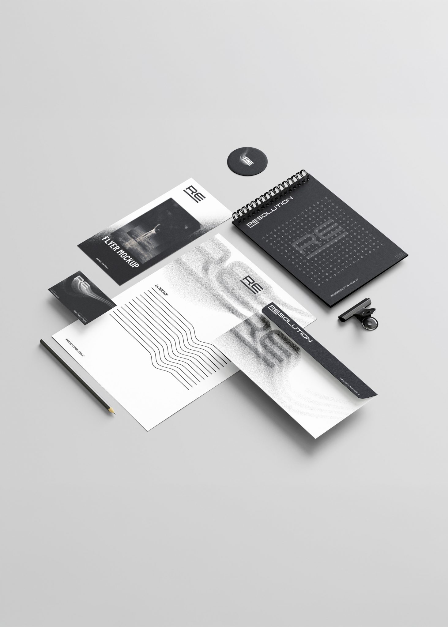 resolution media stationery mockup